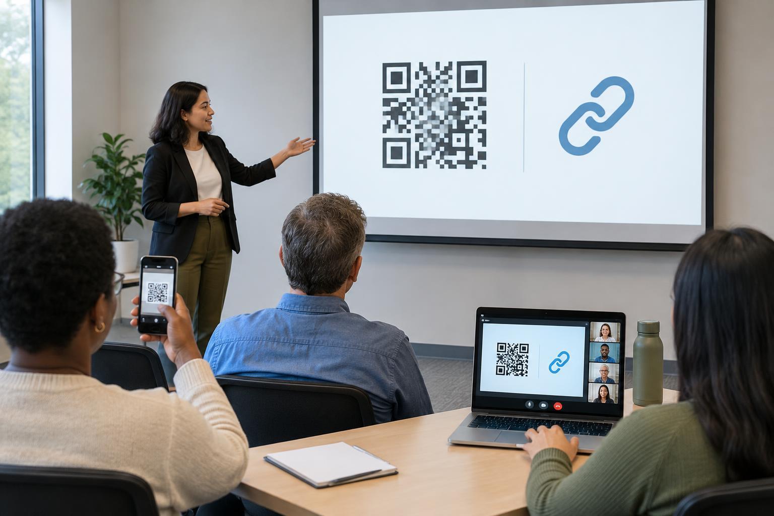 Making QR Codes in Presentations Accessible to Remote and In-Person Audiences